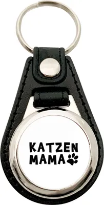 Produktbild von Huuraa Schlüsselanhänger Katzenmama Tapse Metall mit Kunstleder Schlüsselring Einkaufswagenchip Geschenkidee