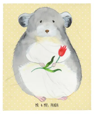 Produktbild von Mr. & Mrs. Panda Kuscheldecke Chinchilla Blume - Gelb Pastell - Geschenk, Tagesdecke, Chinchillas, Sofaüberwurf, Lustige Sprüche, Decke, Bettdecke, Liebeskummer, Chaos