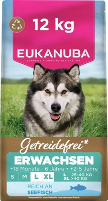 Produktbild von Eukanuba Hundefutter getreidefrei mit Fisch für große Rassen, Premium Trockenfut