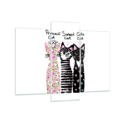 Produktbild von Bilder auf glas - Katzen Blumen Tiere - 130x100cm - Glasbilder - Wandbilder - Kunstdruck - zum Aufhängen bereit - Wanddekoration aus Glas - Glas Bilder - Wandbild auf Glas - 3 Teile - GCB130x100-2891