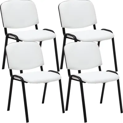 Produktbild von 4er Set Besucherstuhl HLO-CP111 Kunstleder  weiß