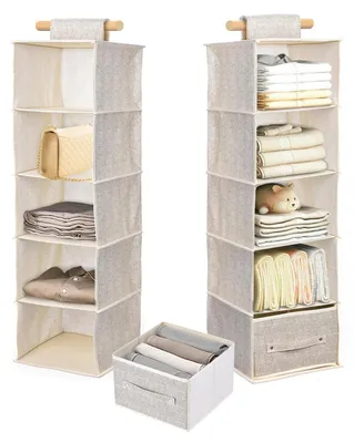 Hängende Aufbewahrungsorganisatoren 2er-Set mit 5 Fächern & 2 Schubladen, beige