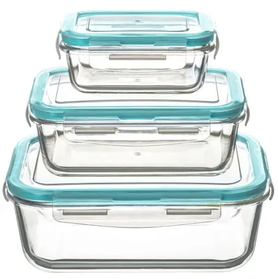 Produktbild von 5Five Simply Smart Frischhaltedosen-Set ClipEat 3-tlg., luftdicht verschließbare Vorratsdosen, Glas, 330 ml + 800 ml + 1.7 L, 146512