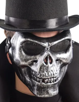 Produktbild von Skelett Totenschädel Halbmaske schwarz-grau - Einheitsgröße