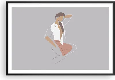 Produktbild von Gerahmtes Poster - Schwarzer Rahmen - Frau Grafik Modern - 91,5x61 cm - Wand Bild - Wanddeko - Wandbilder - Kunstposter - Wandposter - Bilderrahmen - Bilder - Kunstdruck - Wandbild - P2BAA91x61-4266