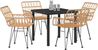 Productafbeelding van vidaXL Tuinset, 5-delig, bruin, gepoedercoat staal