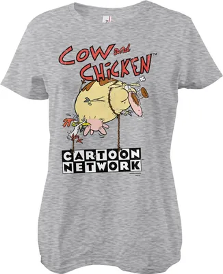 Produktbild von Cow and Chicken Balloon Girly Tee - Large - HeatherGrey