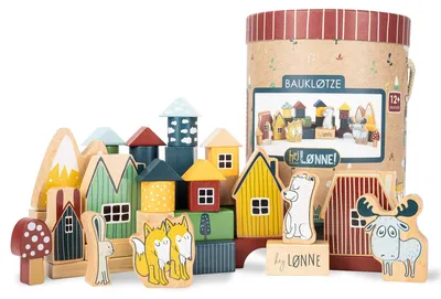 Produktbild von Set mit 56 Holzbausteinen für Kinder
