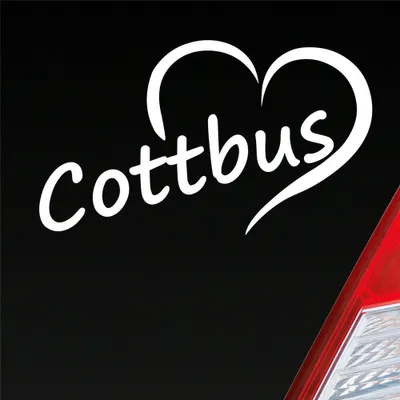 Produktbild von Auto Aufkleber Cottbus Herz Stadt City Liebe Love Heimat 12x8 cm Weiss Glanz Sticker Heckscheibenaufkleber