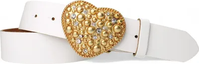 Produktbild von Ledergürtel Damen Echtleder 4 cm, Herz-Schnalle gold Strass, FRONHOFER