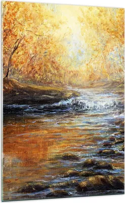 Produktbild von Bilder auf glas - Einteilig - Bach Park Baum - 70x100cm - Glasbilder - Wandbilder - Bilder - zum Aufhängen bereit - Wanddekoration aus Glas - Glas Bilder - Wandbild auf Glas - GPA70x100-3973