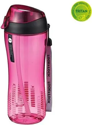 Immagine prodotto di Bottiglia sportiva 550 ml con cannuccia in silicone - rosa