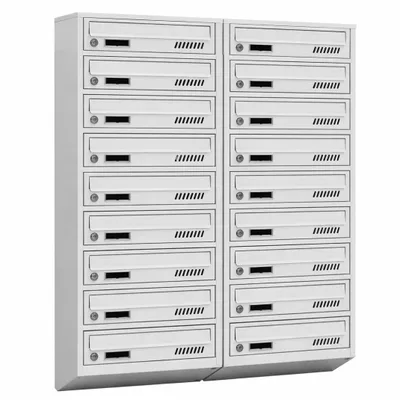 Produktbild von 18er Briefkasten Anlage Grau Ral 7035, 20 cm Tiefe, 18 Fach Wandbriefkasten Postkasten