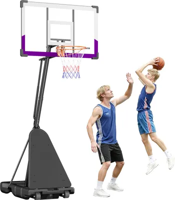 Produktbild von VEVOR tragbarer Basketballständer, max. 3,05 m höhenverstellbarer (manuell) Basketballkorb, Basketballanlage mit 1219,2 mm PC-Rückwand, Basketballkorsystem Backboard-Set für Terrassen Schulen
