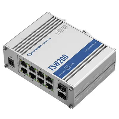 Obrázok produktu pre Teltonika TSW200, Nespravované, Gigabit Ethernet (10/100/1000), Podpora napájania cez Ethernet (PoE), Inštalácia do Racku, Montovateľné na stenu