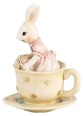 Produktbild von Clayre & Eef Dekorationsfigur Kaninchen 8x8x11 cm Beige Kunststoff