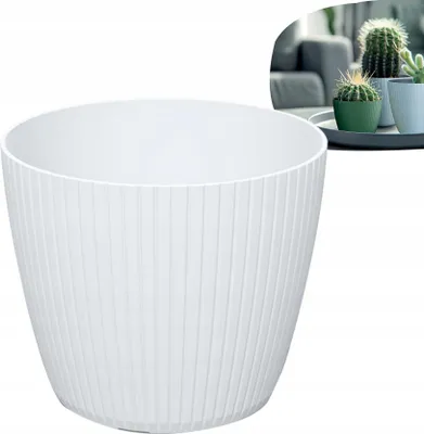Produktbild von WEIßER Blumentopf 18cm SCHNEEWITTCHEN MIT GERILLENEM DECKEL, POLIERT, SCHÖNES PRODUKT