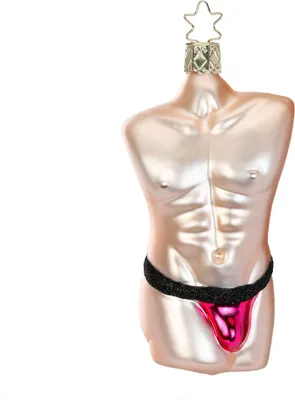 Produktbild von Christbaumschmuck Männer - Torso mit Sixpack Glas 11.5cm pink, 1 Stück