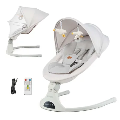 Produktbild von Kinderkraft TULSY Elektrischer Babywippe & Liege – 5 Schaukelgeschwindigkeiten, Bluetooth, Beige