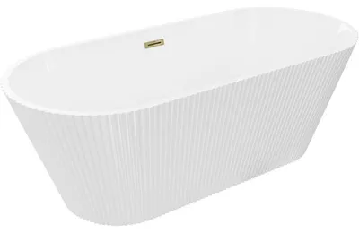 Obrázek produktu pro Mexen Yara volně stojící vana rýhovaná 170 x 75 cm, bílá, přepad zlatý - 52861707500-50