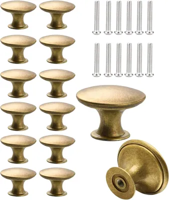 Imagen del producto de Pomo vintage de latón, redondo, de 30 mm, con tornillos, para armario y cajón