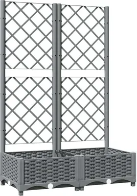 Produktbild von vidaXL Pflanzkübel mit Rankgitter Hellgrau 80x40x121,5 cm PP