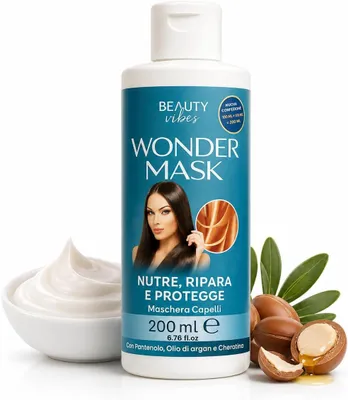 Zdjęcie produktu dla Wonder Mask Keratynowa maska do włosów puszących się i niesfornych 200 ml – Wygładzająca pielęgnacja przeciw puszeniu, nawilżająca i odżywcza