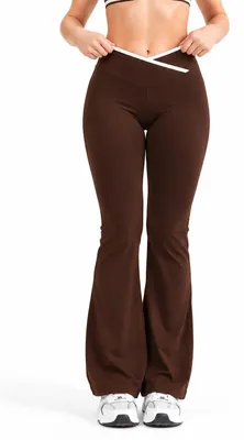 Produktbild von Stilvolle Damen-Schlaghose, Jogginghose, Trainingshose, Homewear-Hose, bequem, Stretch, Braun - S