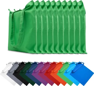 Produktbild von 10er SET Stofftaschen Baumwolltaschen 22x26 cm Taschen Beutel Tragetaschen Einkaufstaschen Stoffbeutel, in Farbe: Grün