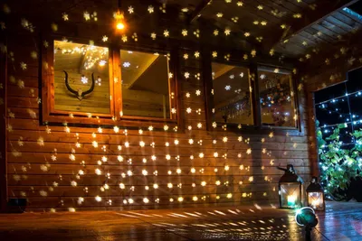 Produktbild von LED-Projektor mit Schneeflockenmotiven und Timer Hausbeleuchtung Wandbild