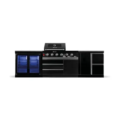 Produktbild von GORILLER® BLACKBACK M7 Outdoor-Küche, Gasgrill mit Doppel-Kühlschrank, Extra-Arbeitsfläche und Stauraum, Edelstahl, Schwarz