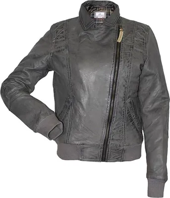 Produktbild von German Wear, Damen Lederjacke Trend Fashion echtleder Jacke aus Lamm Nappa Leder Grau, Größe:44