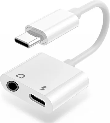 Immagine prodotto di Adattatore da USB-C a AUX da 3,5 mm, 3 A - Carica e ascolta - Bianco