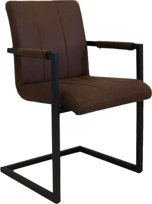 Zdjęcie produktu dla Krzesło do jadalni Happyment Farlo - brązowa mikrofibra - metalowe nogi - wysokość siedziska 46 cm - 1 szt