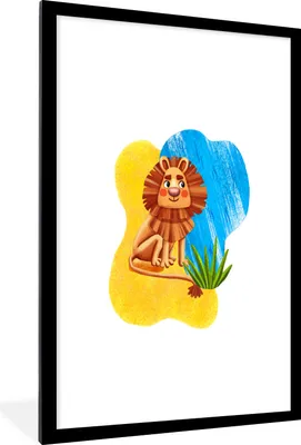 Produktbild von MuchoWow® MuchoWow® Gerahmtes Poster Löwe - Wasser - Dschungel 60x90 cm - Poster mit zchwarzem Bilderrahmen - Dekoration - Wandposter Wohnzimmer - Hochwertig