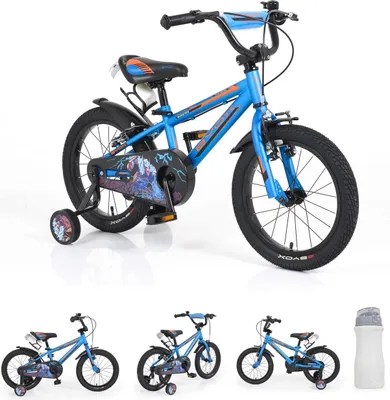 Produktbild von Byox Kinderfahrrad 16" Monster blau, Stützräder, Reflektoren, einstellbar