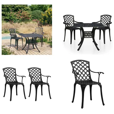Obrázok produktu pre vidaXL 3 ks Bistro Set Cast Aluminium Black - Bistro Set - Bistro Set - Bistro Set - Bistro Set - Bistro Set