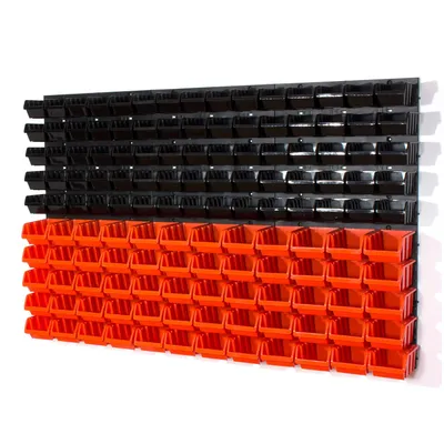 Image de 135 bacs gerbables avec étagère murale 120 x 80 cm | étagère murale de stockage