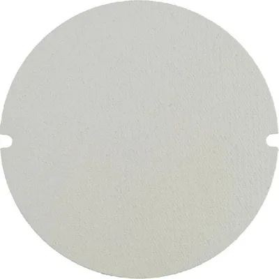 A white circular gasket with two small indentations on its left and right edges, shown against a white background.