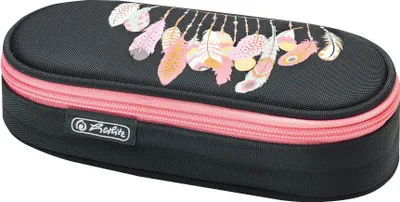 Produktbild von Herlitz Feather, Hartschalenetui für Stifte, Polyester, Schwarz, Pink, Abbildung, Reißverschluss, 215 mm