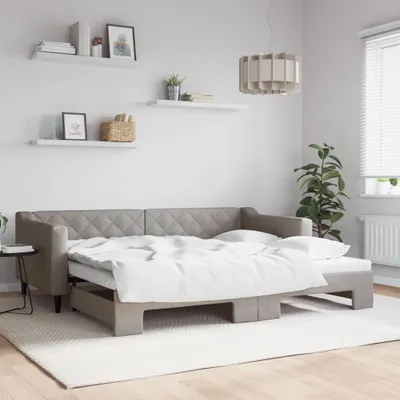 Produktbild von vidaXL Tagesbett Ausziehbar Taupe 90x200 cm Stoff