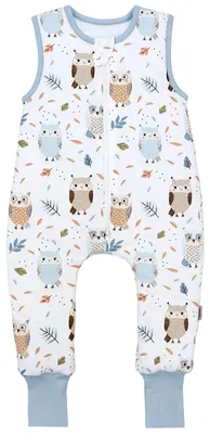 Zdjęcie produktu dla TupTam Śpiworek dziecięcy całoroczny z nóżkami - 2,5 TOG - OEKO-TEX - Unisex, Kolor: Owl Beige Pastel Blue, Rozmiar: 80-86