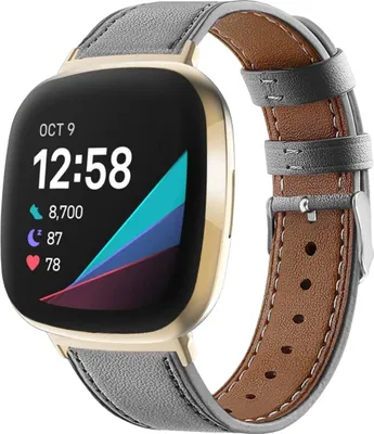 Produktbild von Strap-it Fitbit Versa 3 Armband Leder (Grau)