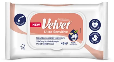 Zdjęcie produktu dla Velvet Papier Toaletowy Nawilżany Ultra Sensitive 48 sztuk
