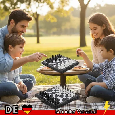 Produktbild von Mini Magnetisches Schachspiel Klappbares Kunststoff-Schachbrett Brettspiel