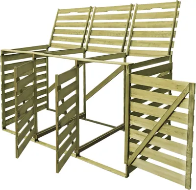 A wooden bin for three 240L trash cans.