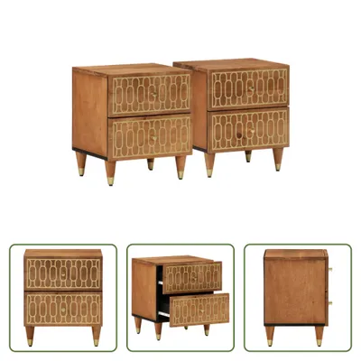Produktbild von The Living Store Nachttische 2 Stk. 40x33x46 cm Massivholz Mango