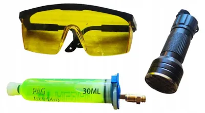 Produktbild von UV-Lecksuchmittel mit Öl + Lampe + Brille zur Lecksuche (R134a)
