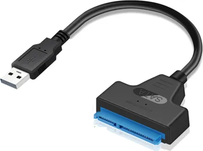 Zdjęcie produktu dla Kabel przejściowy USB 2.0 na SATA, 22-pinowy, bez dysku, 2,5-calowy dysk twardy SATA lub dysk SSD do laptopa