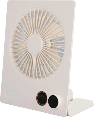 Produktbild von Ultra Thin Table Fan Desktop Flat Battery Operated Standing Hanging Portable Foldable Step Less Speed Control for Travel Beige